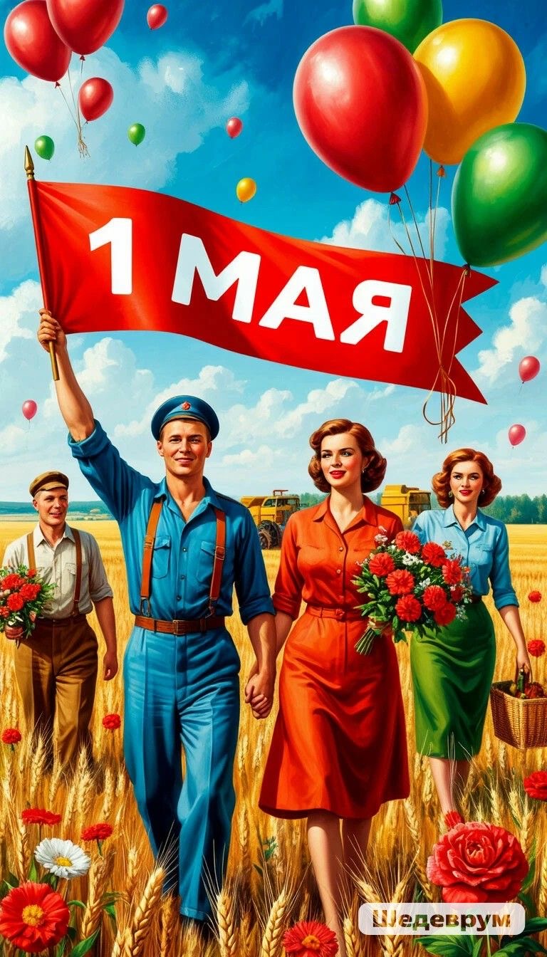 Советский плакат 1 мая - гифки и картинки