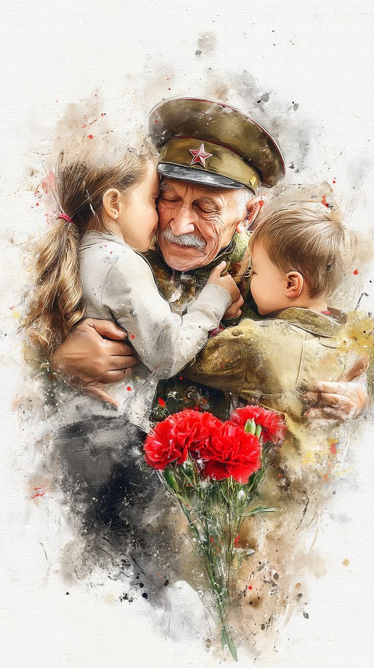 Встреча ветерана с внуками - День Победы