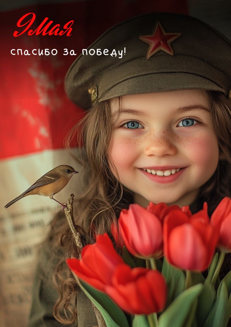 Девочка в военной пилотке - День Победы