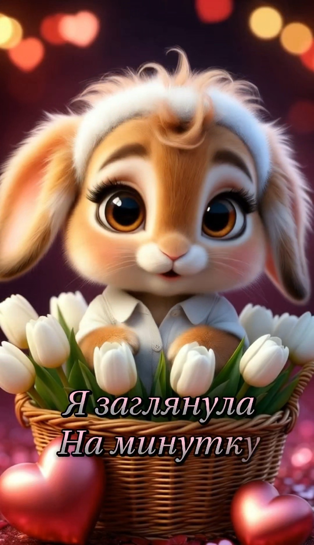 Зайчик дарит цветы - гифки и картинки