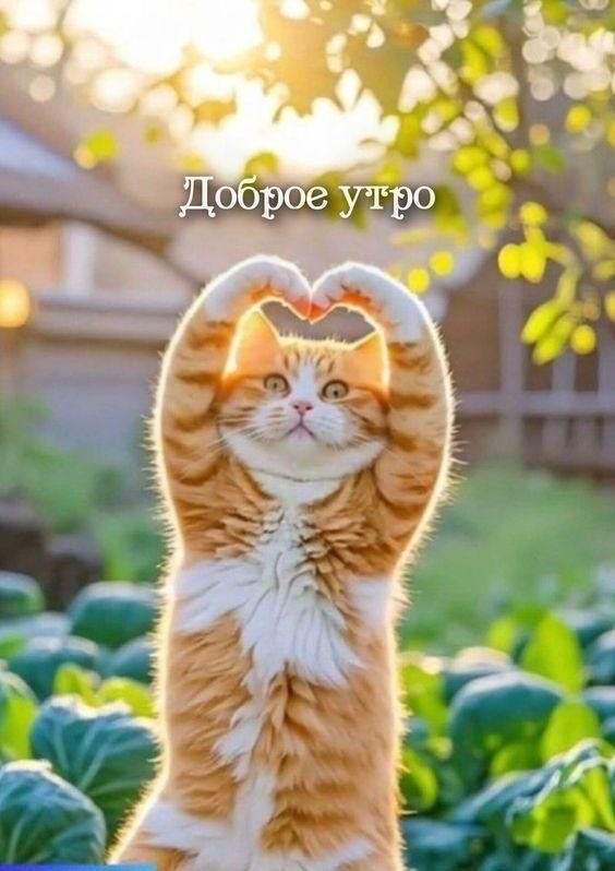 Кот показывает сердце - С добрым утром общие