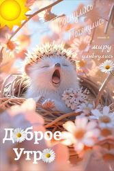 Милый ёжик просыпается - картинка gif