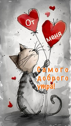 Кот желает доброго утра - картинка gif