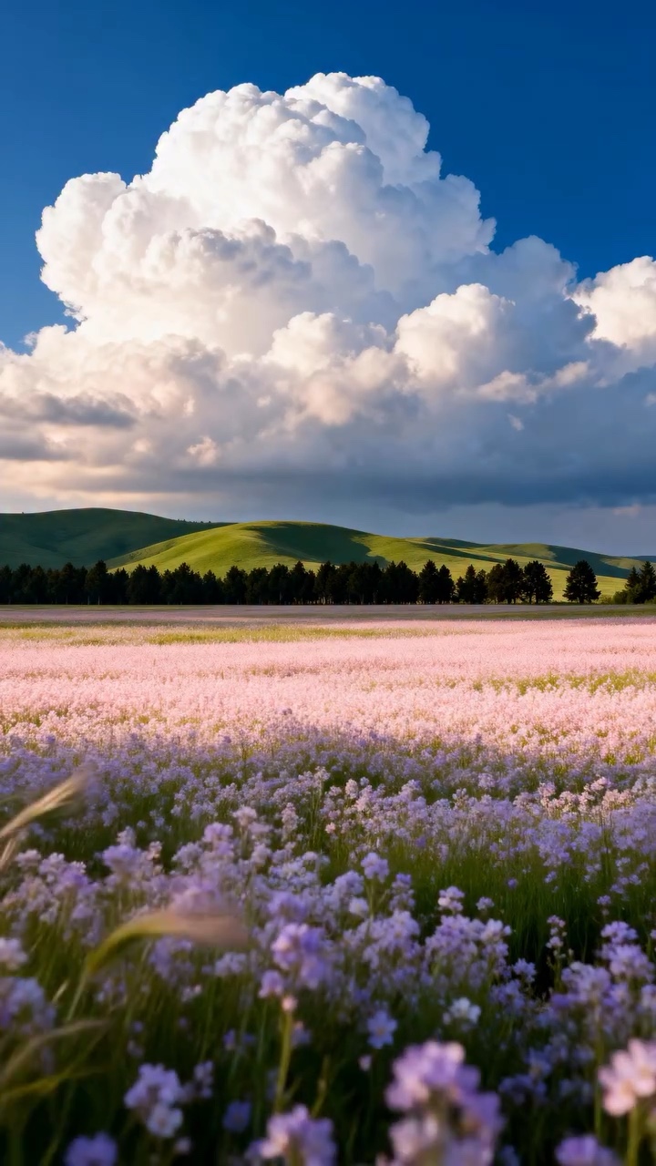 Медленная панорама цветущего луга - гифки и картинки