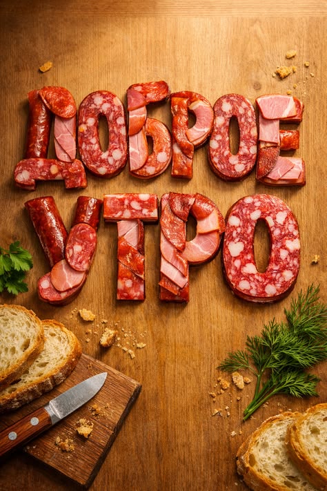 Мясная надпись доброе утро - гифки и картинки