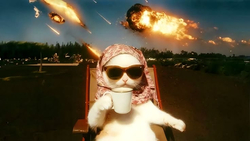 Кот на фоне апокалипсиса - картинка gif