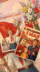 Советские открытки к Первомаю - картинка gif