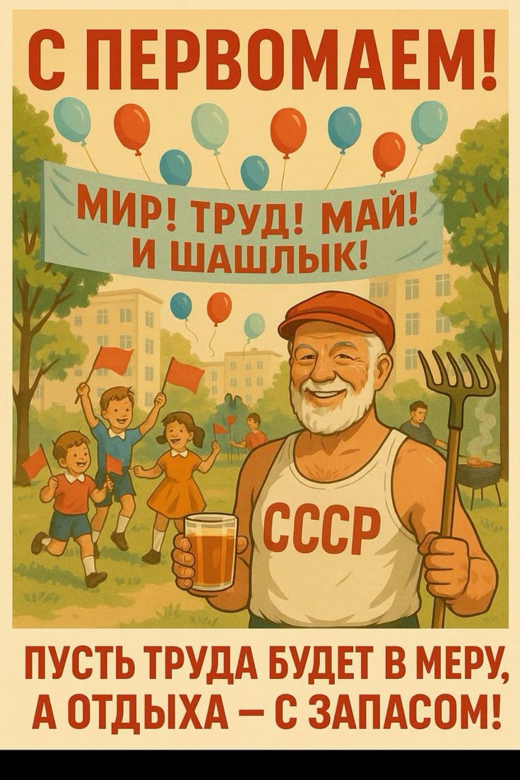 Первомайский советский плакат - Праздник Весны и Труда