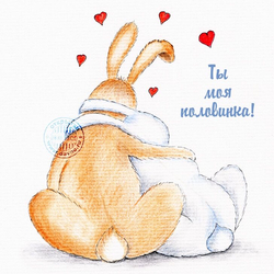 Объятия влюбленных зайцев - картинка gif