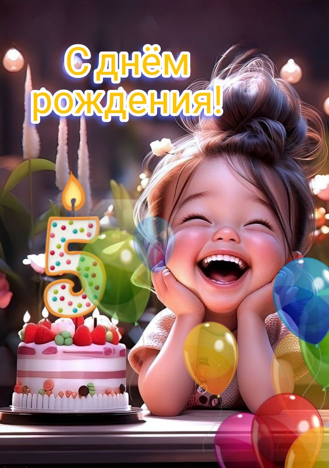 Счастливый пятый день рождения - гифки и картинки