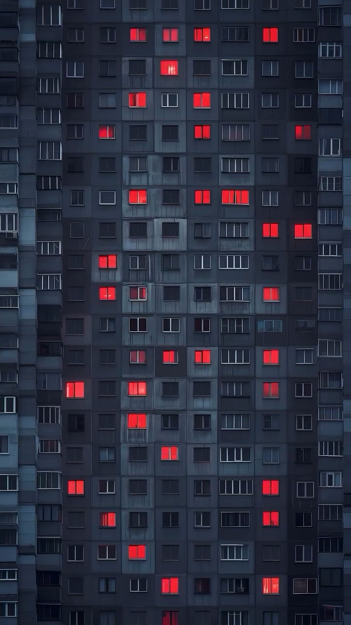 Красные окна гаснут, одно горит - гифки и картинки