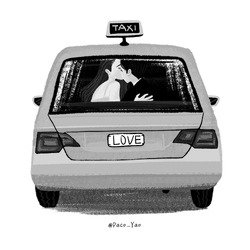 Влюбленные целуются в такси - картинка gif
