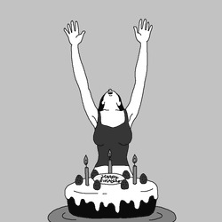 Девушка выныривает из торта - картинка gif