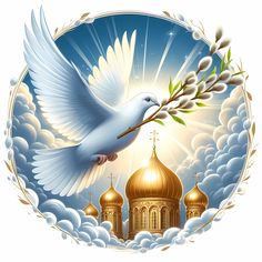 Голубь над храмом - гифки и картинки