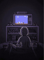 Ребенок играет в Марио - картинка gif