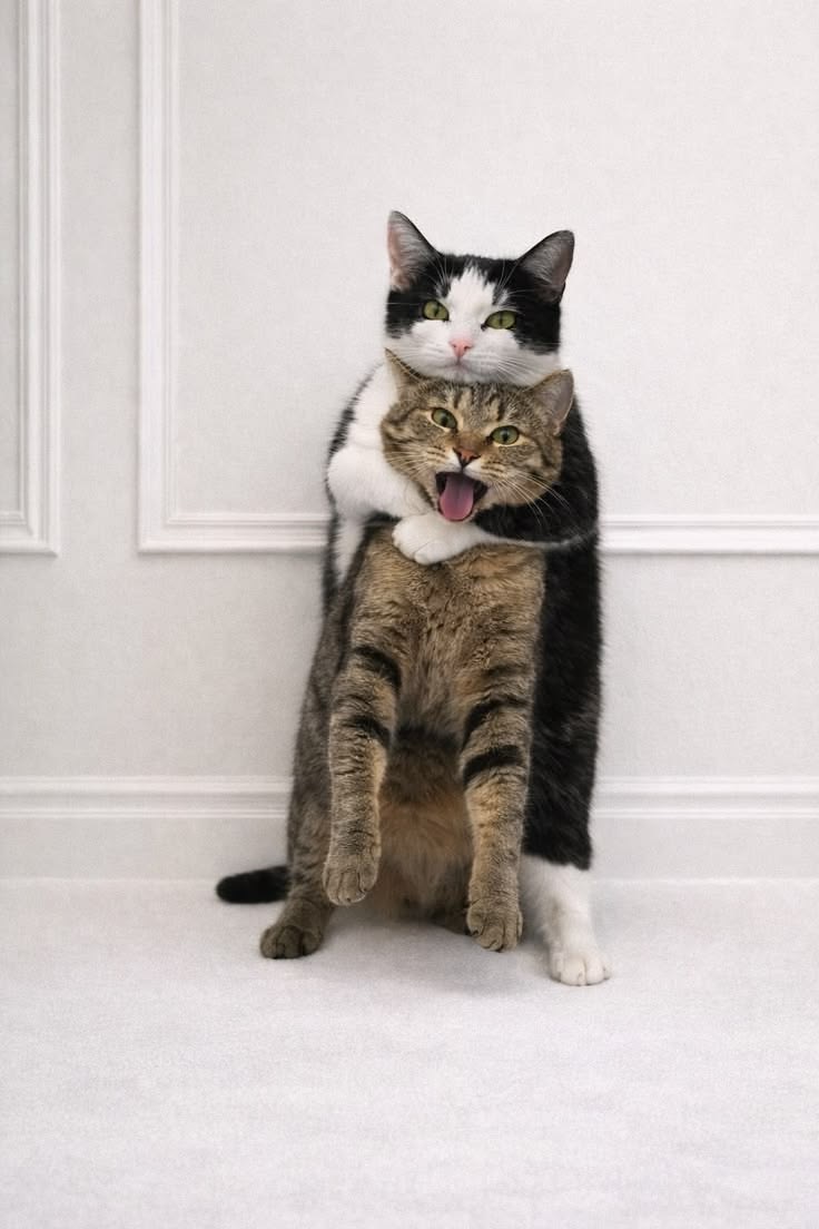 Кот обнимает другого кота - гифки и картинки