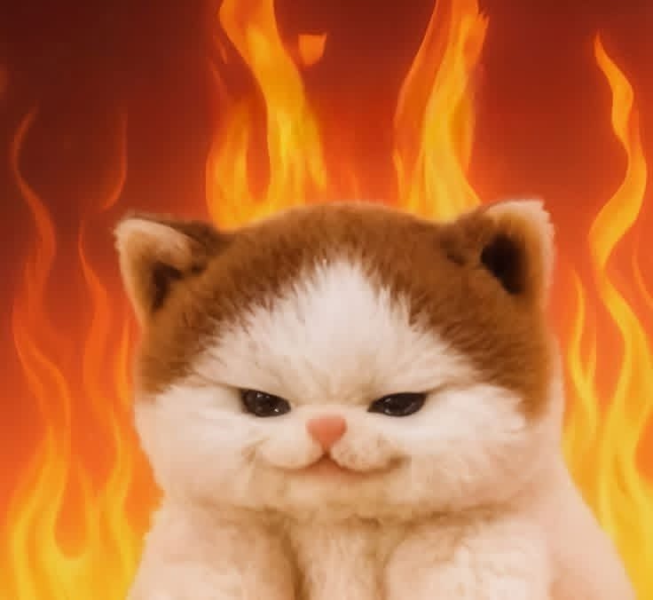 Котёнок на фоне огня - гифки и картинки