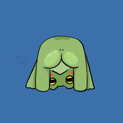 Зеленая лягушка под листом - картинка gif