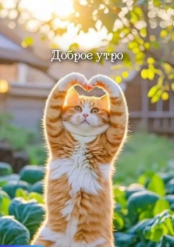 Кот делает сердце - гифки и картинки