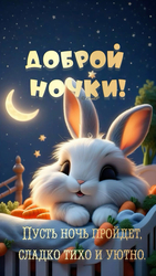 Пушистый кролик спокойной ночи - картинка gif