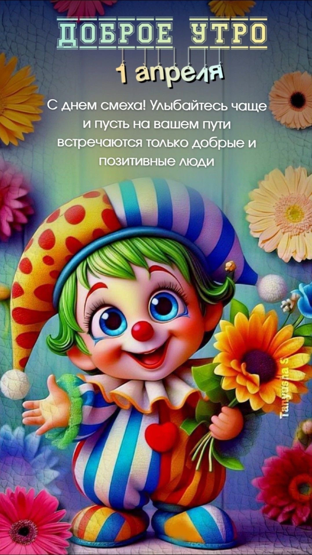 Первоапрельское поздравление с клоуном - День смеха (День дурака)