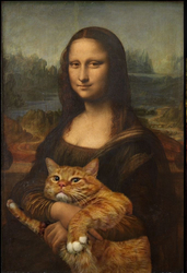 Мона Лиза с котом - картинка gif