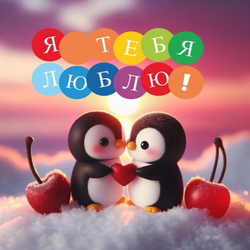Я тебя люблю! Пингвины - картинка gif