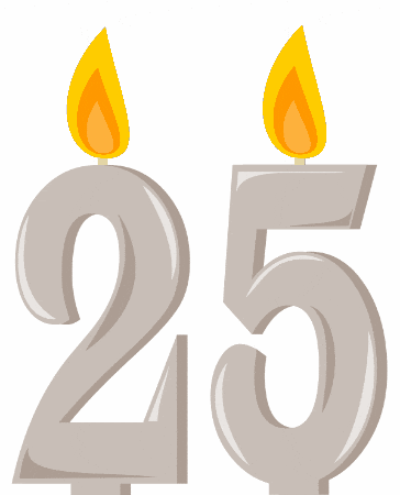 Свечи в форме 25 - 25 лет: с юбилеем
